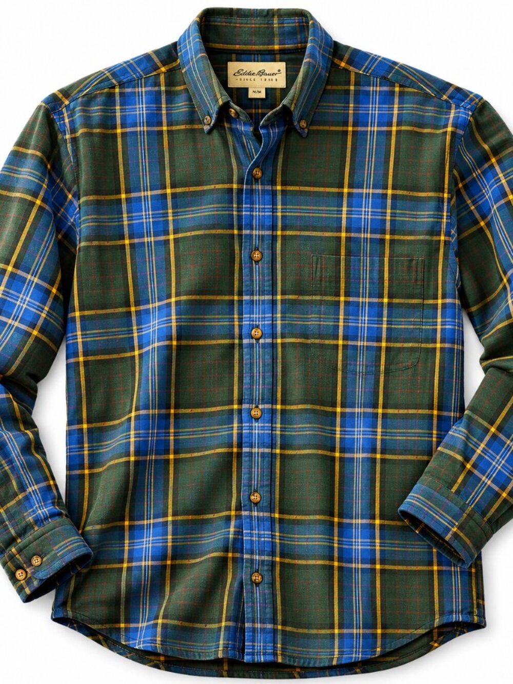 Eddie Bauer Men's M Plaid Shirt Made Hungary 100% Cotton Heritage Tartan